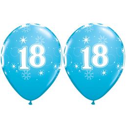 11 inch balón na narodeniny s číslom 18 Sparkle-A-Round Robin's Egg (25 ks/bal)