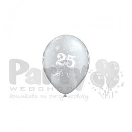 11 inch 25-A-Round Metallic Silver strieborné metalické latexové balóny 6ks