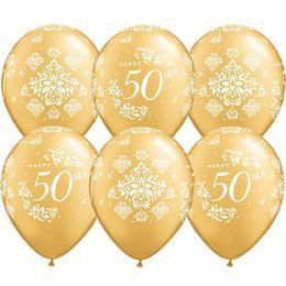 11 inch 50th Anniversary Damask Gold balóny (25 ks/balenie)
