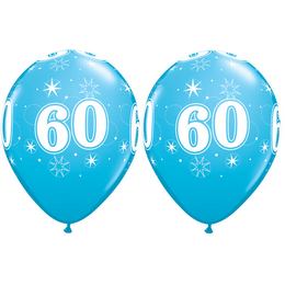 11 inch balón na narodeniny s číslom 60 Sparkle-A-Round Robin's Egg (25 ks/bal)