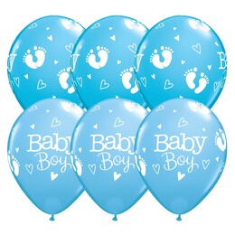 11 inch Baby Boy Footprints & Hearts latexové balóny 25 kusov /balík