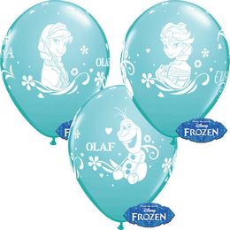 11 inch balón Ľadové kráľovstvo - Frozen Anna, Elsa, Olaf Carribean Blue (6 ks/bal)