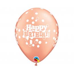11 inch latexové balóny Birthday Confetti Dots Rosegold 25ks/balenie