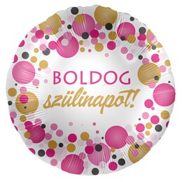 17 inch fóliový balón Boldog Szülinapot! Rózsaszín Pasztell Konfettis