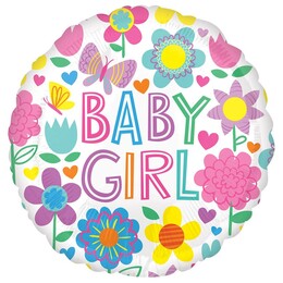 18 inch Baby Girl Floral Butterfly Fóliový balón 46cm