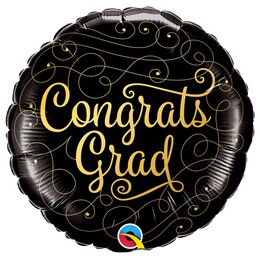 18 inch fóliový balón promočný Congrats Grad Gold Doodles 46 cm