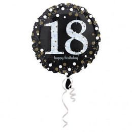18 inch Happy Birthday Sparkling fóliový balón s číslom 18