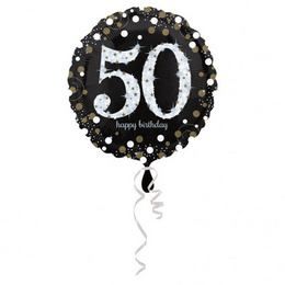 18 inch Happy Birthday Sparkling narodeninový fóliový balón s číslom 50