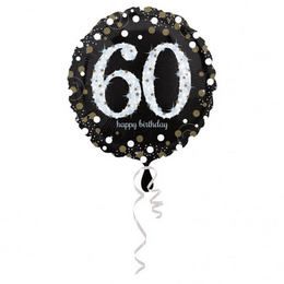 18 inch Happy Birthday Sparkling narodeninový fóliový balón s číslom 60