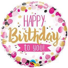 18 inch Happy Birthday to You Pink & Gold fóliový narodeninový balón