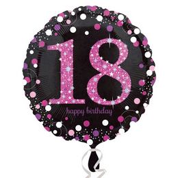 18 inch Happy Birthday Pink Celebration Prismatic fóliový balón k 18. narodeninám