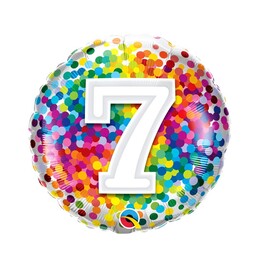 18 inch-Rainbow Confetti narodeninový balón číslo 7