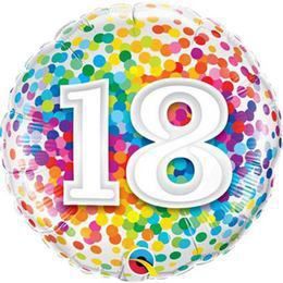 18 inch Rainbow Confetti fóliový narodeninový balón s číslom 18