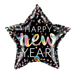 20 inch Happy New Year Iridiscent fóliový balón hviezda 51cm