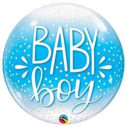 22 inch Baby Boy Blue & Confetti Dots Bubble balón 56 cm