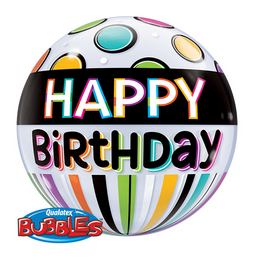 22 inch balón bubbles na narodeniny Birthday Black Band & Dots