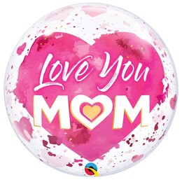 22 inch Love You Mom Pink Bubble balón