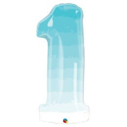 34 inch  Number 1 Blue Ombre fóliový balón 86cm