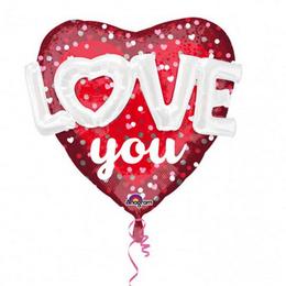 3D Super Shape fóliový zaľúbený balón na Valentína v tvare srdca, 91 cm