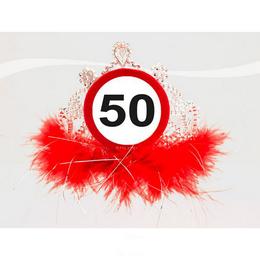 Narodeninová korunka - so vzorom obmedzovača rýchlosti, s číslom 50