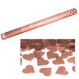 Konfetové delo vystreľujúce rosegold srdiečka, 60 cm
