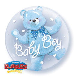 24 inch Baby Blue Bear Double Bubble balón pre bábätká