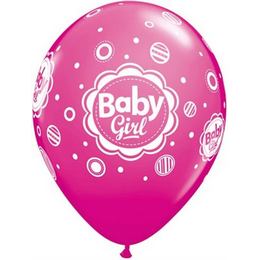 Balón na narodenie bábätka - Baby Girl Dots, bodkovaný, ružový, 28 cm, 6 ks