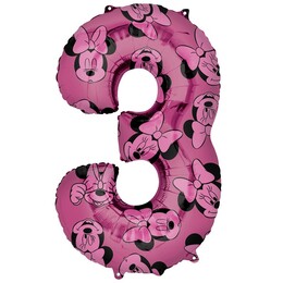 Balón fóliový narodeninové číslo 3 - Minnie Mouse 66 cm