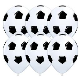 Biele gumené balóny s motívom futbalovej lopty, 25 ks, 28 cm