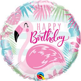Birthday bledoružový balón s plameniakom 