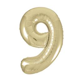 Bledo-zlatý fóliový balón Super Shape číslo 9, 34 inch