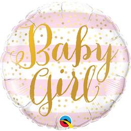 Bodkovaný fóliový balón k narodeniu dievčatka - Baby Girl - 46 cm
