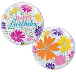 22 inch Birthday Flowers & Filigree narodeninový bubble balón