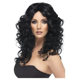 Glamour čierna kučeravá parochňa
