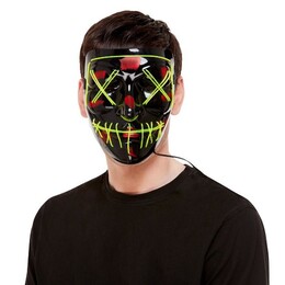 Čierno zelená LED svietiaca maska