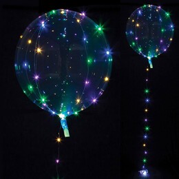 Clearz Svietiaci balón priehľadný s farebným LED svetlom, 46 cm
