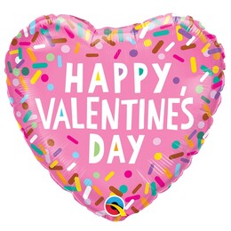 Cukríkový - Valentine's Sprinkles - fóliový balón srdce, 46 cm