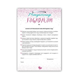 Darčeková tabula po maďarsky - Menyasszonyi Fogadalom Lánybúcsús