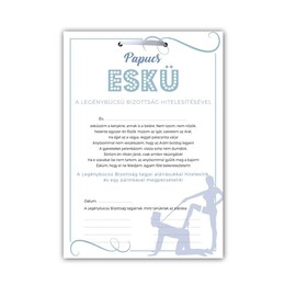 Darčeková tabula po maďarsky - Papucs Eskü Legénybúcsús