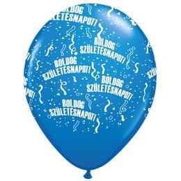 11 inch Dark Blue balón s maďarským nápisom Boldog Születésnapot, (6 ks/balenie)