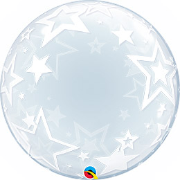Dekoračný bublinový balón s motívom hviezd - 61 cm