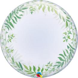 Elegantný dekoračný bublinový balón s motívom zelených listov, 61 cm