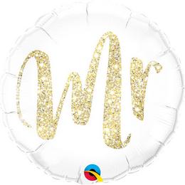 Fóliový balón Glitter Gold s nápisom Mr., 43 cm