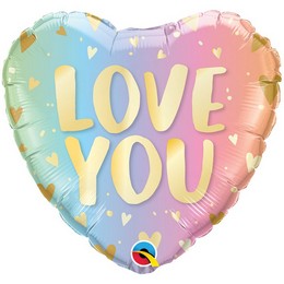18 inch Love You Pastel Ombre & Hearts fóliový balón srdce