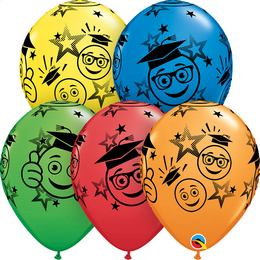 11 inch balóny na rozlúčkovú so školou Graduation Smileys Special Assortment (6 ks/balenie)