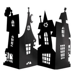 Halloweenska dekorácia z papiera čierny dom duchov