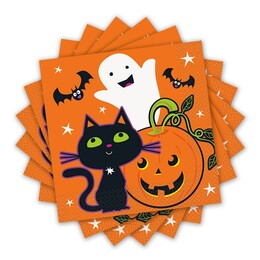 Halloweenske párty servítky mačička, tekvica a duch 16ks / balenie
