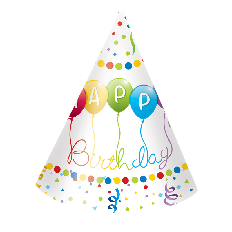 Narodeninové klobúky - Happy Birthday Streamers, 6 ks