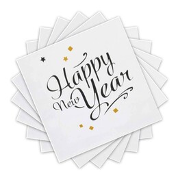 Happy New Year Golden Wishes servítky na Silvestra 20ks