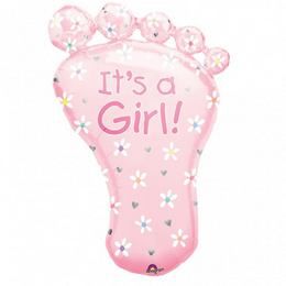 It's a Girl Foot Super Shape fóliový balón k narodeniu dieťaťa